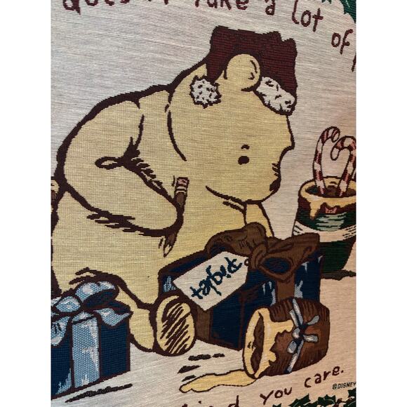 Vintage Disney Winnie The Pooh Wall Hanging Tapestry Christmas Wrapping Present - Picture 3 of 7